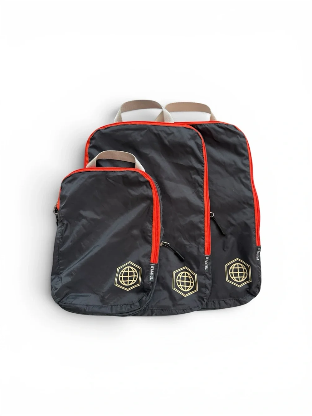 Tripped Travel Packing Cube Set - Gray with Orange Trim